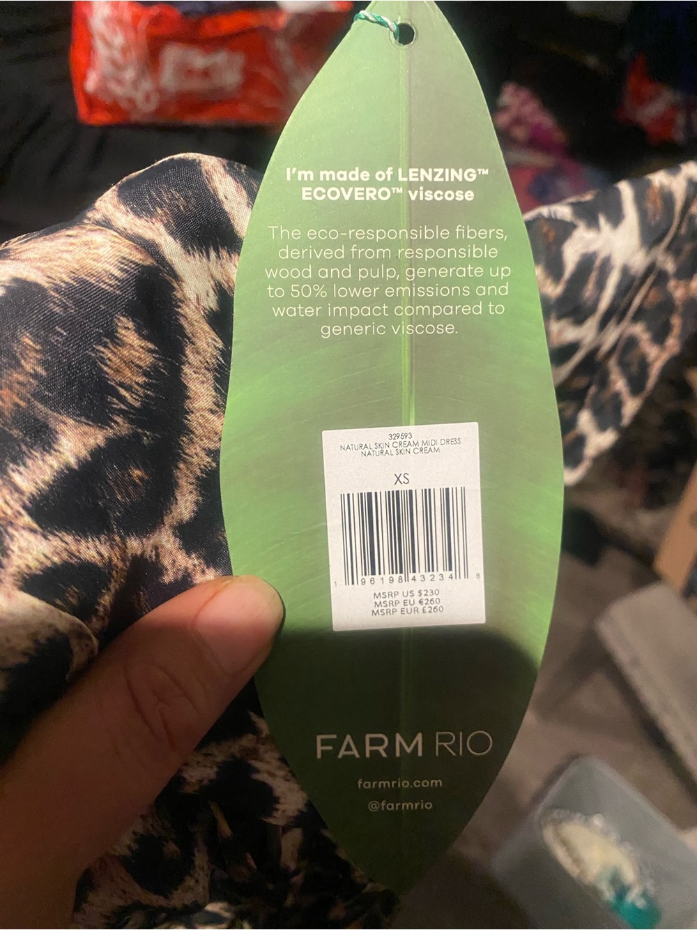 FARM Rio Leopard Print Ruched Ruffle Midi Dress NWT XS - Picture 11 of 11